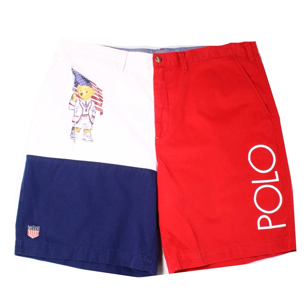 Ralph Lauren Polo Teddy Bear Olympic USA Flag Chariots Fire Relaxed Shorts 28